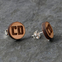 Load image into Gallery viewer, Custom No 2 Earrings Wood Initial Personalized Stud Earrings