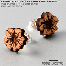 Load image into Gallery viewer, Natural Maple Wood Spring Flowers Stud Earrings