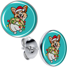 Load image into Gallery viewer, Christmas Holiday Lights Corgi Dog Stud Earrings by Onyx O