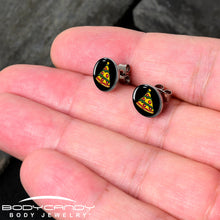 Load image into Gallery viewer, Christmas Holiday Pizza Tree Stud Earrings by Onyx O