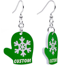 将图片加载到图库查看器,Custom Holiday Mittens Personalized Dangle Earrings
