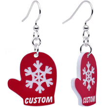 将图片加载到图库查看器,Custom Holiday Mittens Personalized Dangle Earrings