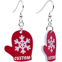 将图片加载到图库查看器,Custom Holiday Mittens Personalized Dangle Earrings