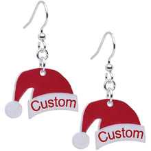 将图片加载到图库查看器,Custom Santa Hat Personalized Fishhook Dangle Earrings