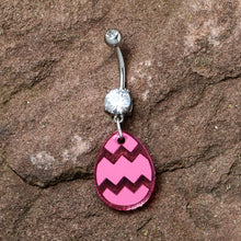 Load image into Gallery viewer, Clear Gem Pink Easter Decorated Egg Dangle Belly Ring