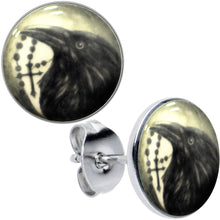 Load image into Gallery viewer, Raven and Cross Glow in the Dark Stud Earrings