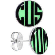 Load image into Gallery viewer, Glow in the Dark Custom Initial Personalized Logo Stud Earrings