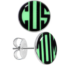 Load image into Gallery viewer, Glow in the Dark Custom Initial Personalized Logo Stud Earrings