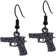将图片加载到图库查看器,Black Glitter Gun Fishhook Dangle Earrings