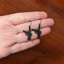 将图片加载到图库查看器,Black Glitter Gun Fishhook Dangle Earrings