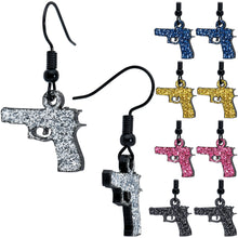 将图片加载到图库查看器,Black Glitter Gun Fishhook Dangle Earrings