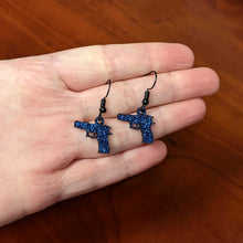 将图片加载到图库查看器,Blue Glitter Gun Fishhook Dangle Earrings