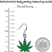 Load image into Gallery viewer, Green Marijuana Pot Leaf Dangle Earrings