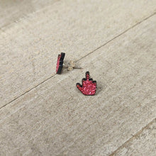 Load image into Gallery viewer, Pink Glitter Middle Finger Stud Earrings Set