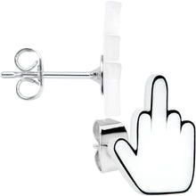 Load image into Gallery viewer, White Glow in the Dark Middle Finger Stud Earrings Set