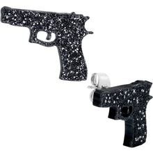 Load image into Gallery viewer, Black Glitter Gun Stud Earrings Set