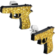 Load image into Gallery viewer, Yellow Glitter Gun Stud Earrings Set