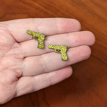 Load image into Gallery viewer, Yellow Glitter Gun Stud Earrings Set