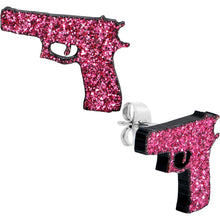 Load image into Gallery viewer, Pink Glitter Gun Stud Earrings Set