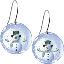Load image into Gallery viewer, Winter Holiday Christmas Snow Globe Snowman Earrings
