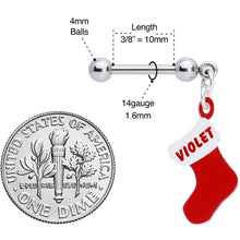 将图片加载到图库查看器,Custom Personalized Holiday Christmas Stocking Dangle Cartilage Earring