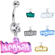 将图片加载到图库查看器,Custom Clear Gem Acrylic Lucite Name Dangle Belly Ring
