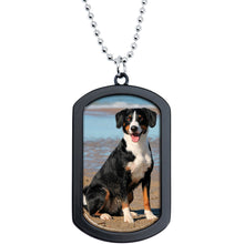 Load image into Gallery viewer, Personalized Black Dog Tag Photo Pendant Necklace