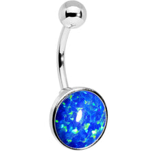 Load image into Gallery viewer, All About Blue Aqua Synthetic Opal Stainless Steel Bottom Mount Belly Ring