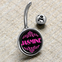 将图片加载到图库查看器,Custom Pink Personalized Name Belly Ring