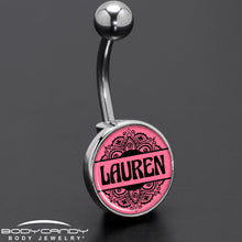 Load image into Gallery viewer, Custom Pink Mandala Personalized Name Belly Ring