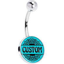 将图片加载到图库查看器,Custom Teal Mandala Personalized Name Belly Ring