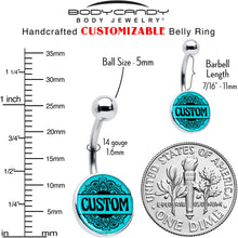 将图片加载到图库查看器,Custom Teal Mandala Personalized Name Belly Ring
