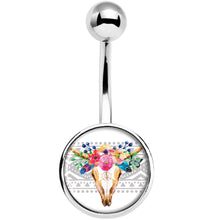 将图片加载到图库查看器,Watercolor Flower Animal Skull Belly Ring