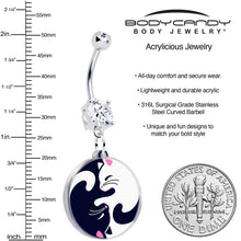 将图片加载到图库查看器,Double Gem Yin Yang Cat Dangle Belly Ring by Onyx O