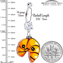 Load image into Gallery viewer, Acrylicious Quaso Croissant Dangle Belly Ring by Onyx O