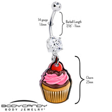 将图片加载到图库查看器,Double Gem Valentine Cupcake Dangle Belly Ring by Onyx O