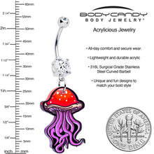 Load image into Gallery viewer, Double Gem Mushroom Jellyfish Dangle Belly Ring by Onyx O