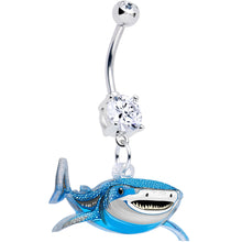 将图片加载到图库查看器,Acrylicious Attack Swimming Shark Dangle Belly Ring by Onyx O