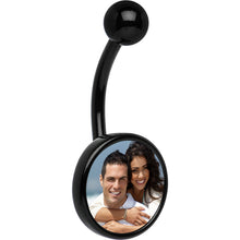 Load image into Gallery viewer, Black Anodized Titanium Custom Photo Belly Ring