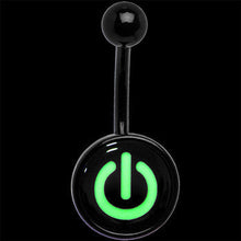 Load image into Gallery viewer, Glow in the Dark Titanium Power Button Belly Ring