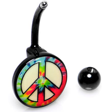 Load image into Gallery viewer, Glow in the Dark Titanium Tie Dyed Peace Sign Belly Ring