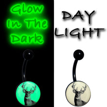 Load image into Gallery viewer, Glow in the Dark Titanium Deer Buck Belly Ring