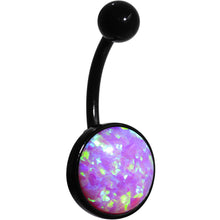 Load image into Gallery viewer, Pink Synthetic Opal Black Anodized Bottom Mount Belly Ring