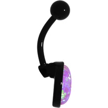 Load image into Gallery viewer, Pink Synthetic Opal Black Anodized Bottom Mount Belly Ring