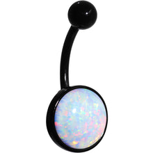 将图片加载到图库查看器,White Synthetic Opal Black Anodized Bottom Mount Belly Ring