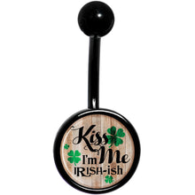Load image into Gallery viewer, Kiss Me Im Irish St Pattys Day Black Belly Ring
