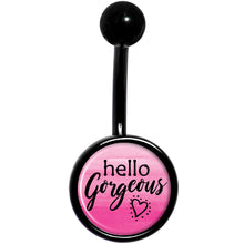 将图片加载到图库查看器,Watercolor Hello Gorgeous Black Belly Ring