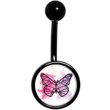 Load image into Gallery viewer, Watercolor Geometric Butterfly Black Belly Ring