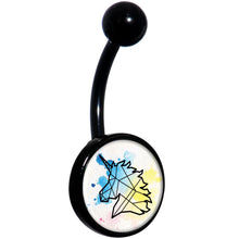 Load image into Gallery viewer, Watercolor Geometric Unicorn Black Belly Ring
