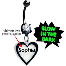 将图片加载到图库查看器,Custom Glow in the Dark Heart Dangle Personalized Belly Ring